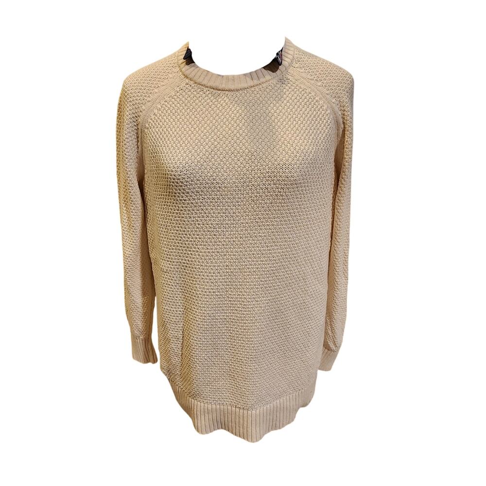 Old Navy Ivory Textured Knit Cotton Crewneck Pullover Sweater (Women’s M)